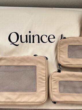 Quince compression packing cubes, set of 6 w/dust bag, beige, Pristine condition